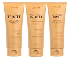 Trivitt - 3x Champú para el Cuidado del Cabello 250 ml, Acondicionador 200 ml y Crema Sin Enjuague 200 g
