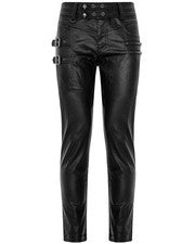 Pantalón de mezclilla de motociclista gótico estilo punk rock negro cuero genuino motociclista