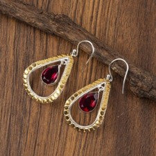 Pendientes colgantes/gotas de plata 925 con piedras preciosas de rubelita rosa natural para mujer