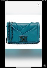 Bolso Bandolera/Clutch Badgley Mischka Para Mujer Pequeño Plisado • Azul Verde • Nuevo con Etiquetas