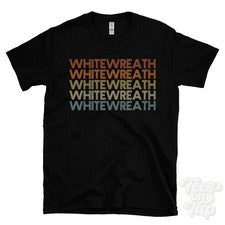 CAMISETA WHITEWREATH ESTILO RETRO REPETIDO para hombre y mujer Reino Unido top name regalo