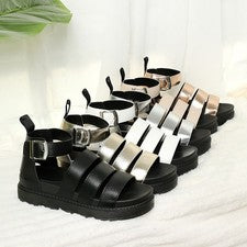 SANDALIAS DE VERANO CON TIRAS SUELA GRUESA PLATAFORMA GLADIADOR FORMA PLANA PARA DAMA Y MUJER