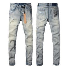 Pantalones de mezclilla KSUBI para hombre azul claro rasgados adolescentes de moda de calle alta talla 28-40