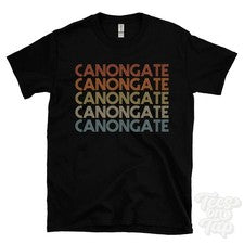 CAMISETA CANONGATE ESTILO RETRO REPETIDO Hombre y Mujer Reino Unido Lugar Nombre Regalo