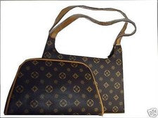 Moda 2 Bolso Monedero Bolso Monograma Set Chocolate Marrón Oscuro Nuevo
