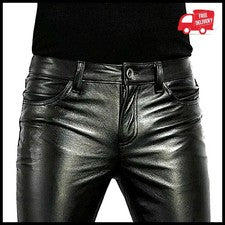 Pantalones de cuero PU para hombre moda estilo rock club nocturno pantalones de baile