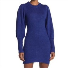 Vestido suéter tejido azul para mujer One One Six puños manga globo talla M