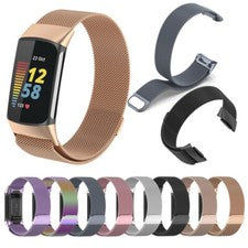 Brazalete milanés con correa de malla de acero inoxidable para Fitbit Charge 5 6