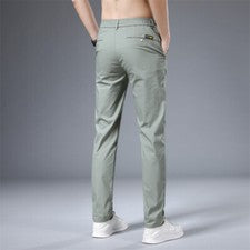 Pantalones informales sueltos de seda helada de moda para hombre Pantalones deportivos de barril recto