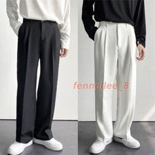 Traje Pantalones Estilo Coreano Para Hombre Pantalones Informales Plisados Sueltos Pantalones Negocios