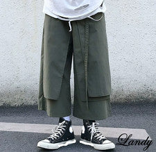 Falda pantalón oscura para hombre Pantalones de pierna ancha Pierna recta Calce suelto Pantalones 3/4 sTREET