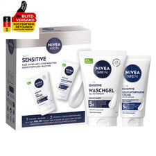NIVEA MEN Gel de Lavado Sensible + Set de Cuidado Facial - Set de Regalo con Limpiador (10