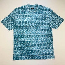Camiseta FENDI con estampado de flecos y motivos FF para hombre color azul talla L
