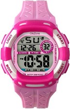 Reloj digital para niñas 7 colores luz intermitente resistente al agua 100 pies alarma ROSA