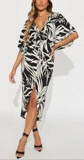 Vestido midi blanco y negro de moda Nova para mujer Jamaican Breeze talla pequeña