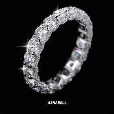 Alianza de eternidad de moissanita real anillo de boda para mujer probador de pases plata 925 3 mm