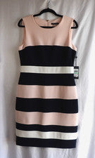 Vestido Tommy Hilfiger Para Mujer Rosa Azul Multicolor Rayas Sin Mangas Talla 8 Nuevo Con Etiquetas