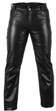 Pantalón Sexy Para Hombre Piel de Cordero Negro Real Cuero Suave Estilo Motociclista 501 Calce Sonrisa