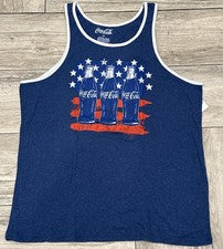 Camiseta sin mangas Coca-Cola 2017 con licencia oficial roja blanca azul estilo timbre talla 2X