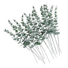 24 Piezas Hoja de Eucalipto Artificial Decoración Imitación Hojas Verdes para Oficina Hogar