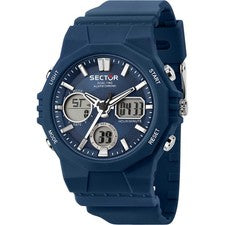 Orologio Uomo SECTOR EX-40 R3251238002 Silicone Blu Chrono Alarm Dual Time