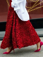 Wolfeel Invierno Otoño Para Mujer Moda Elegante Falda Larga Pétalos Diseño Inspirado Incluso