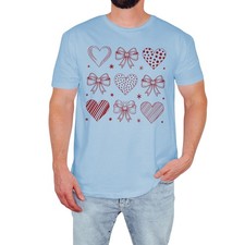 Linda camiseta con patrón de lazo de corazón para hombre elegante gráfico moda regalo para él