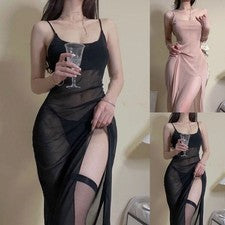 Accesorios de ropa de dormir para mujer sin mangas transpirables Bodycon Clubwear ranura alta