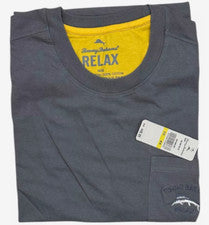 $48 Camiseta TOMMY BAHAMA Bordada GRIS QUEMADO Calce Relajado Manga Corta Bolsillo
