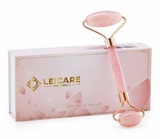 Rodillo para rostro piedra cuarzo rosa rodillo facial eliminar arrugas hinchazón de ojos