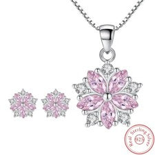Conjunto de joyas para mujer de plata de ley 925 collar pendientes colgante regalo