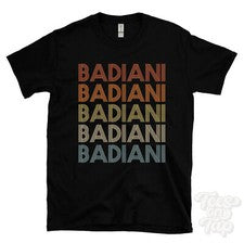 CAMISETA ESTILO RETRO REPETIDO BADIANI para hombre y mujer novedad genial nombre regalo
