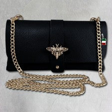 Florence Damen Bolso Bandolera Clutch Biene de Piel Negra OTM803S