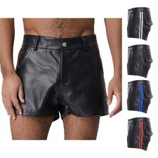 Pantalones cortos de fiesta elásticos calzoncillos boxer estilo motocicleta ropa interior PU para hombre