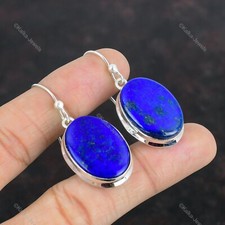 Pendientes colgantes/gotas azules de plata de ley 925 con piedras preciosas de lapislázuli natural