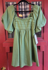 Mini Vestido City Studio Para Mujer Clásico Verde Globo Manga Corta Talla S Nuevo con Etiquetas