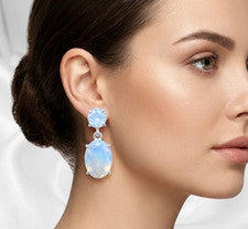 Pendientes de piedras preciosas de opalita blanca joyería de plata de ley 925 2 pulgadas, regálalala