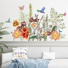 Pegatinas de pared extraíbles con flores de mariposa hierba calcomanía decoración de ventanas para el hogar