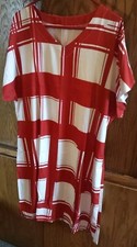 Vestido para mujer rojo oxidado y blanco talla XXL moda de verano ¡BONITO!