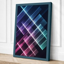 Arte de pared moderno en lienzo de geometría de neón decoración del hogar listo para colgar