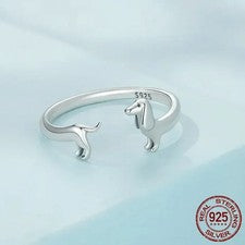 Anillo salchicha perro salchicha, plata 925