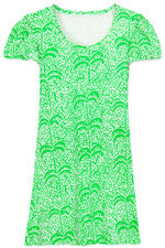 Vestido para mujer - Vestido de palma estampado - Mini vestido - 2XL - Algodón - Verde neón