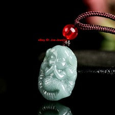 Precioso colgante de sirena de jade verde azul natural 23 mm H con collar de cordón