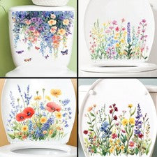 4 piezas pegatinas de PVC para inodoro con patrones botánicos para decoración elegante del hogar