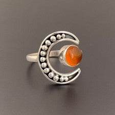 Anillo de plata esterlina 925 con piedras preciosas de cornalina forma redonda hecho a mano 100 % GENUINO