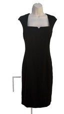 Vestido para mujer Boston Proper negro escote corazón con forro estampado animal 10