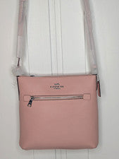 Bolso Coach Rowan File para mujer en cuero granulado cruzado (rosa claro) nuevo con etiquetas