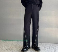 Para hombres Nuevo Moda Punk Gótico Cremallera Suelto Negro Pantalones Juveniles Fiesta Rock Pantalón
