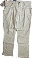 NUEVO Pantalones informales estilo mezclilla Cremieux para hombre talla 36 X 30 mezcla de algodón piedra $85
