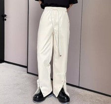 Para hombres Otoño Moda Informal Suelto Imitación Cuero Pantalones Fiesta Punk Rock Pantalones